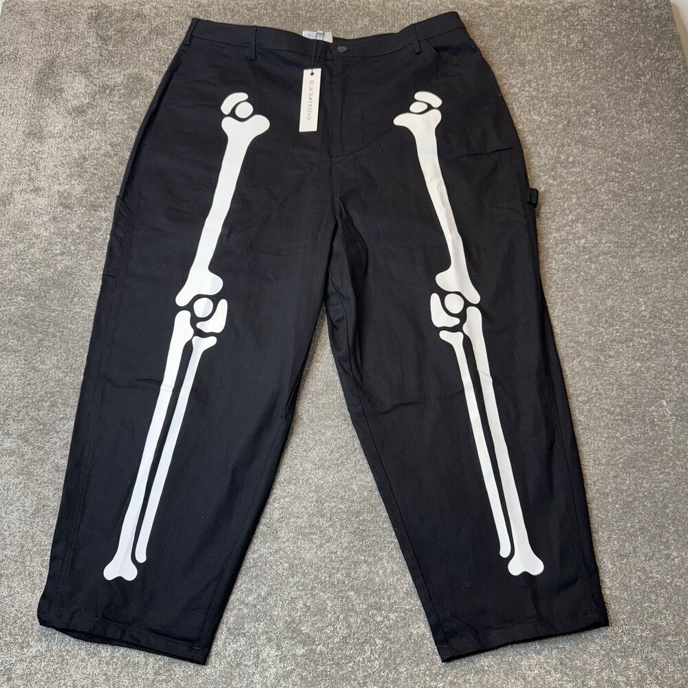 ModCloth x Black Friday Skeleton Pants‎ Size 20 Black Bone Print Goth NWT